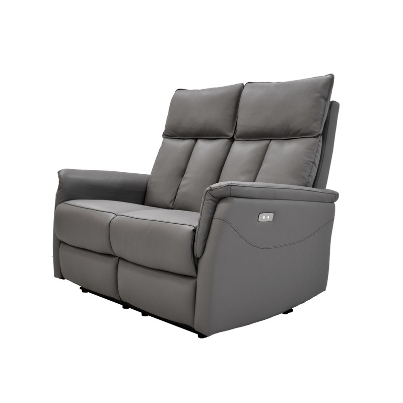 Love Seat Reclinable Eléctrico Rossi - Piel Gris