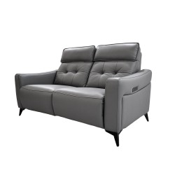 Love Seat Reclinable Eléctrico Menotti - Piel Gris