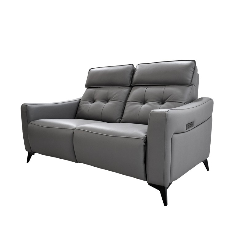 Love Seat Reclinable Eléctrico Menotti - Piel Gris