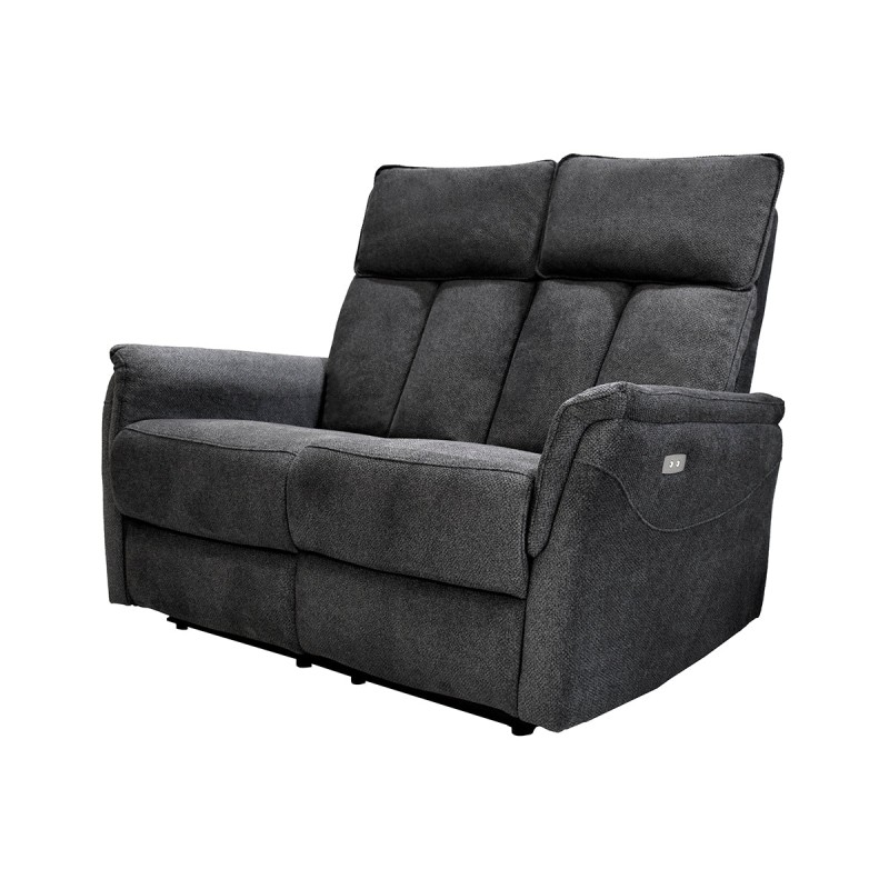Love Seat Reclinable Eléctrico Rossi - Tela Gris