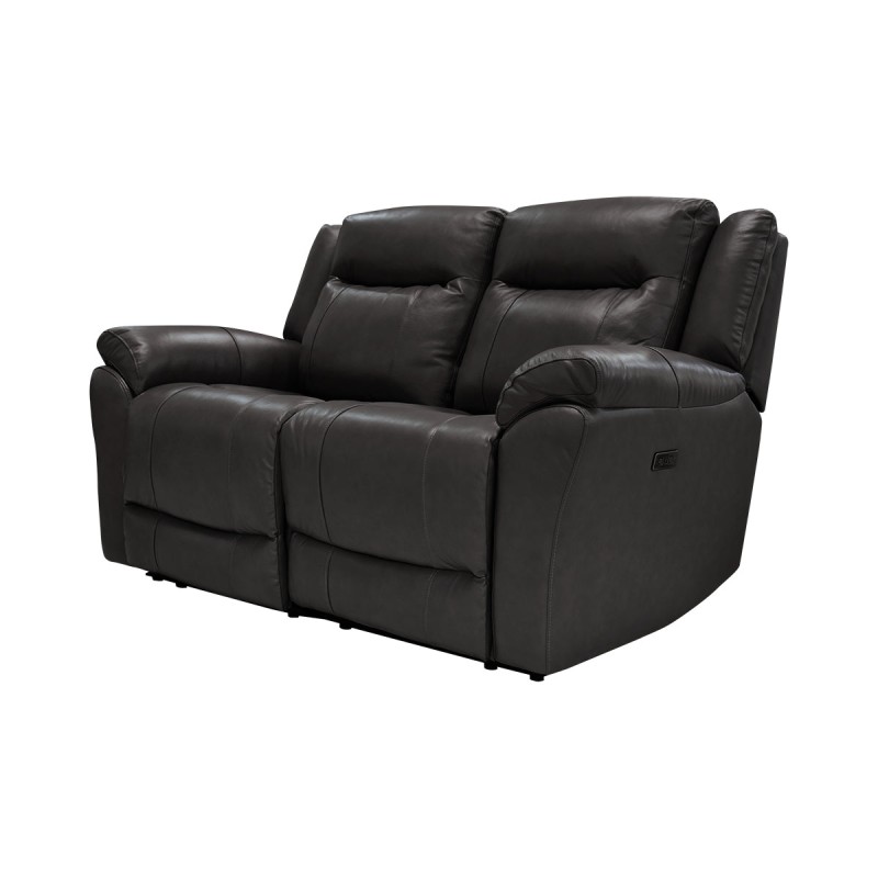 Love Seat Reclinable Madrid - Piel Gris Oscuro
