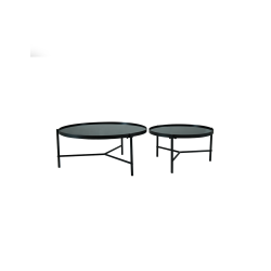 Set de 2 Mesas de Centro Baikal - Cristal Redondo Negro