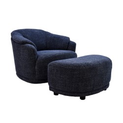 Sillón Giratorio Savoy con Taburete - Azul Marino