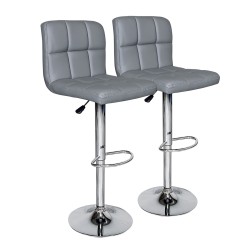 Set de 2 Bancos Square Para Barra - Vinipiel Gris