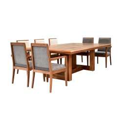 Comedor London - Parota - 6 Sillas Beige y 4 Sillas Gris