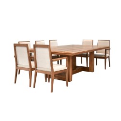 Comedor London - Parota 10  Sillas Beige