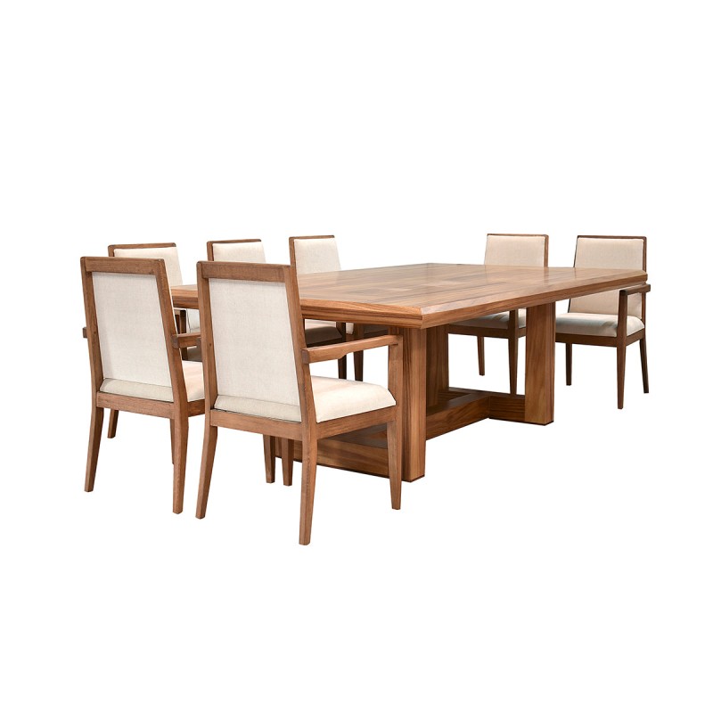 Comedor London - Parota 10  Sillas Beige