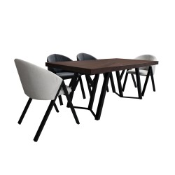 Comedor Mallory 6P - 4 sillas Soul Iron, 2 sillas Soul Ivory