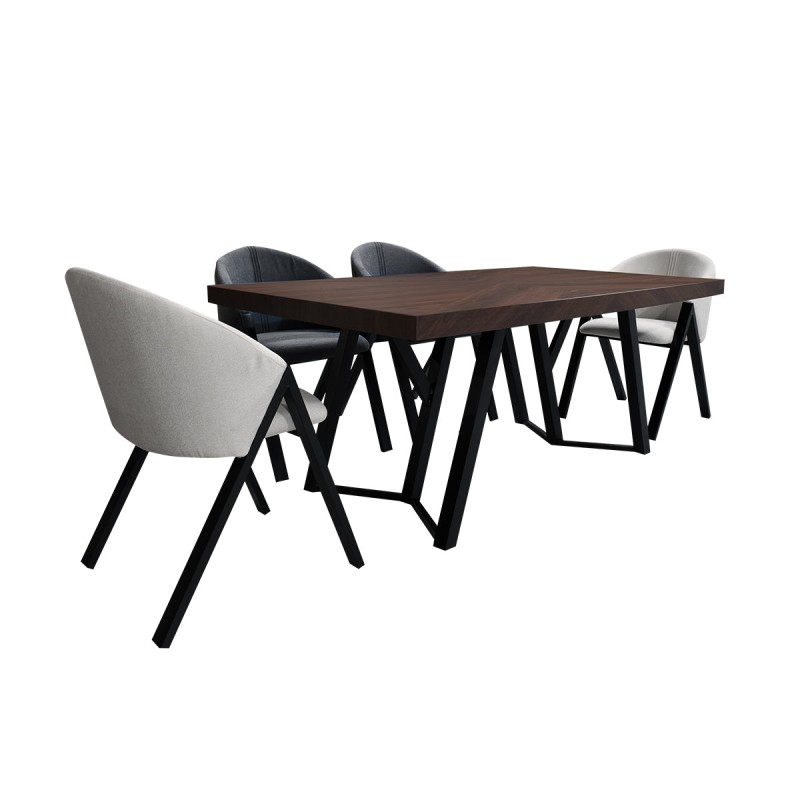 Comedor Mallory 6P - 4 sillas Soul Iron, 2 sillas Soul Ivory