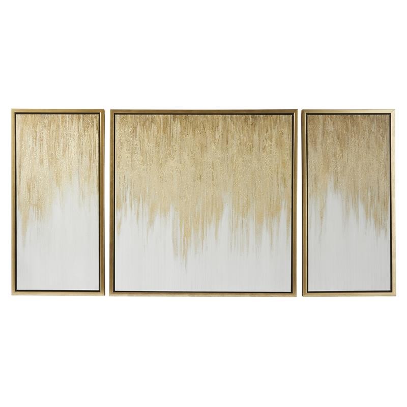 Set de 3 Cuadros de Arte con Lienzo Oro