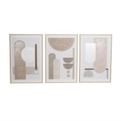 Set de 3 Cuadros de Arte con Lienzo Marco de Madera