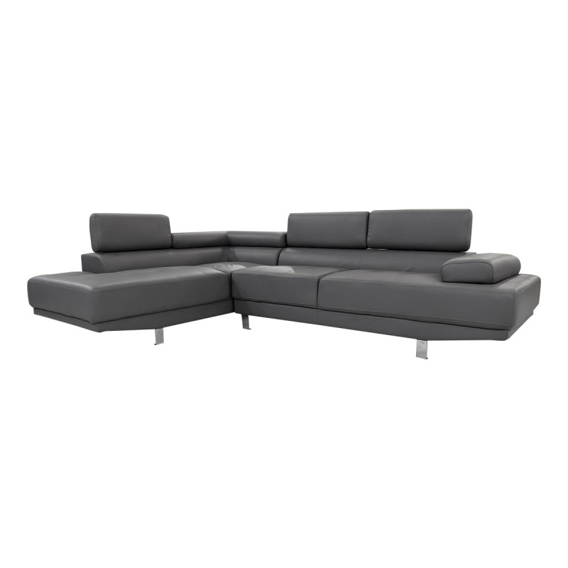 Sala esquinera Hanover Chaise Izquierdo - Tacto piel - Gris